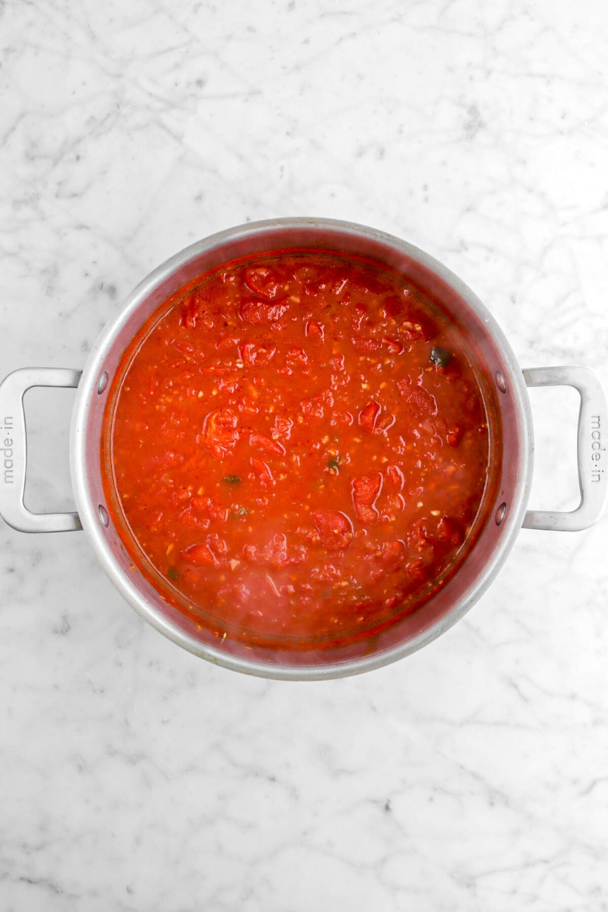 cooked down tomato mixture in large pot