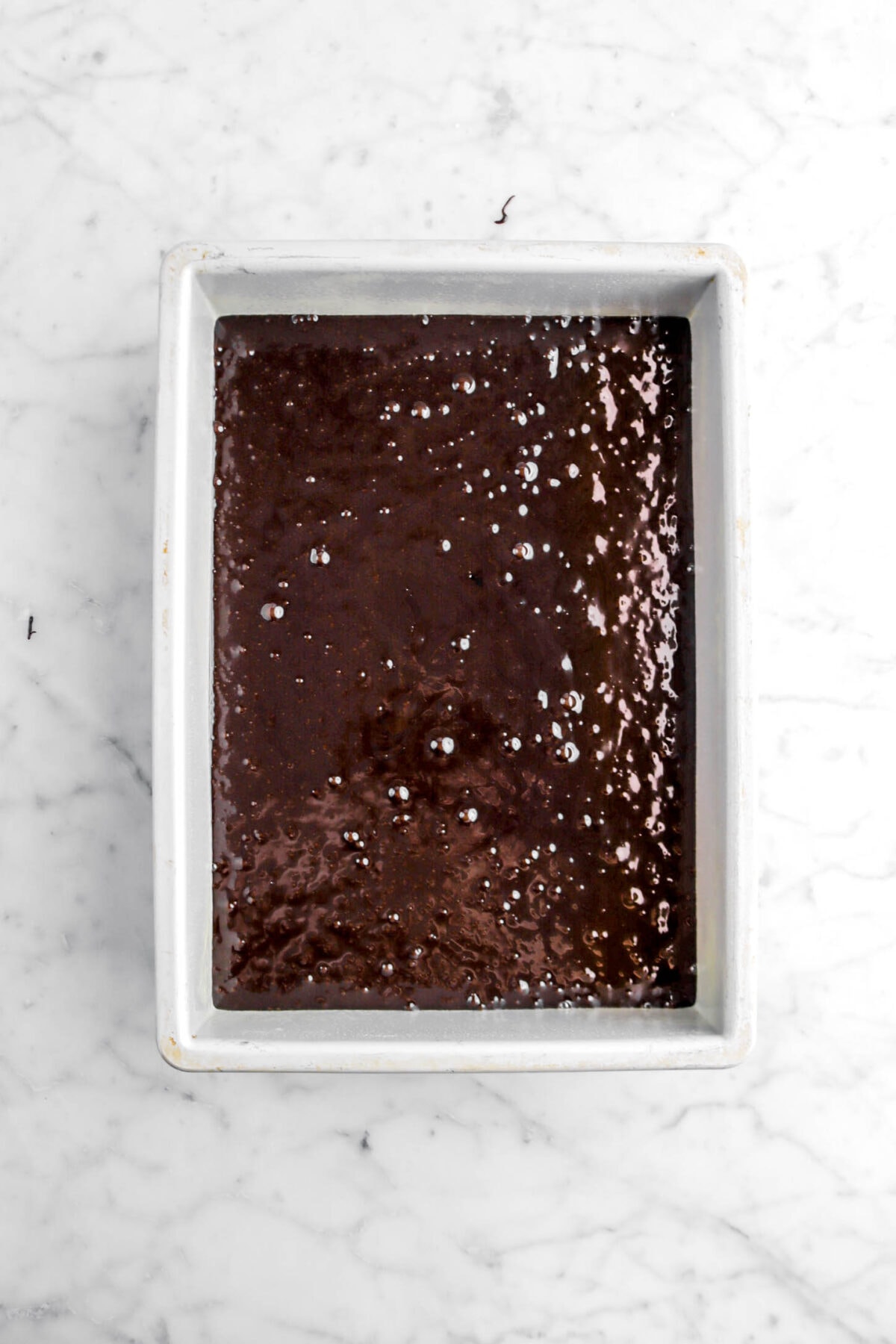 brownie batter in sheet pan.