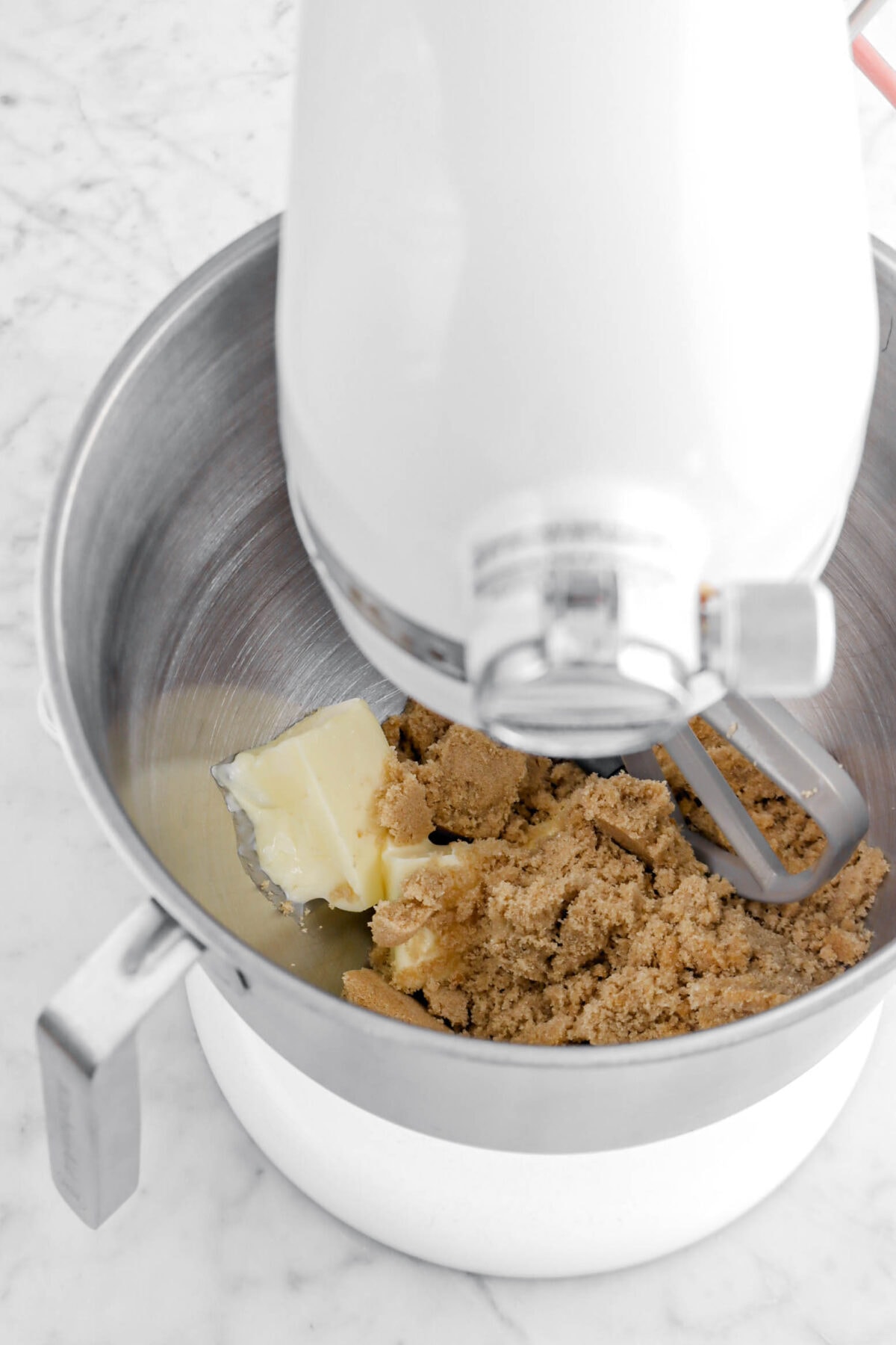 brown sugar and butter in stand mixer.