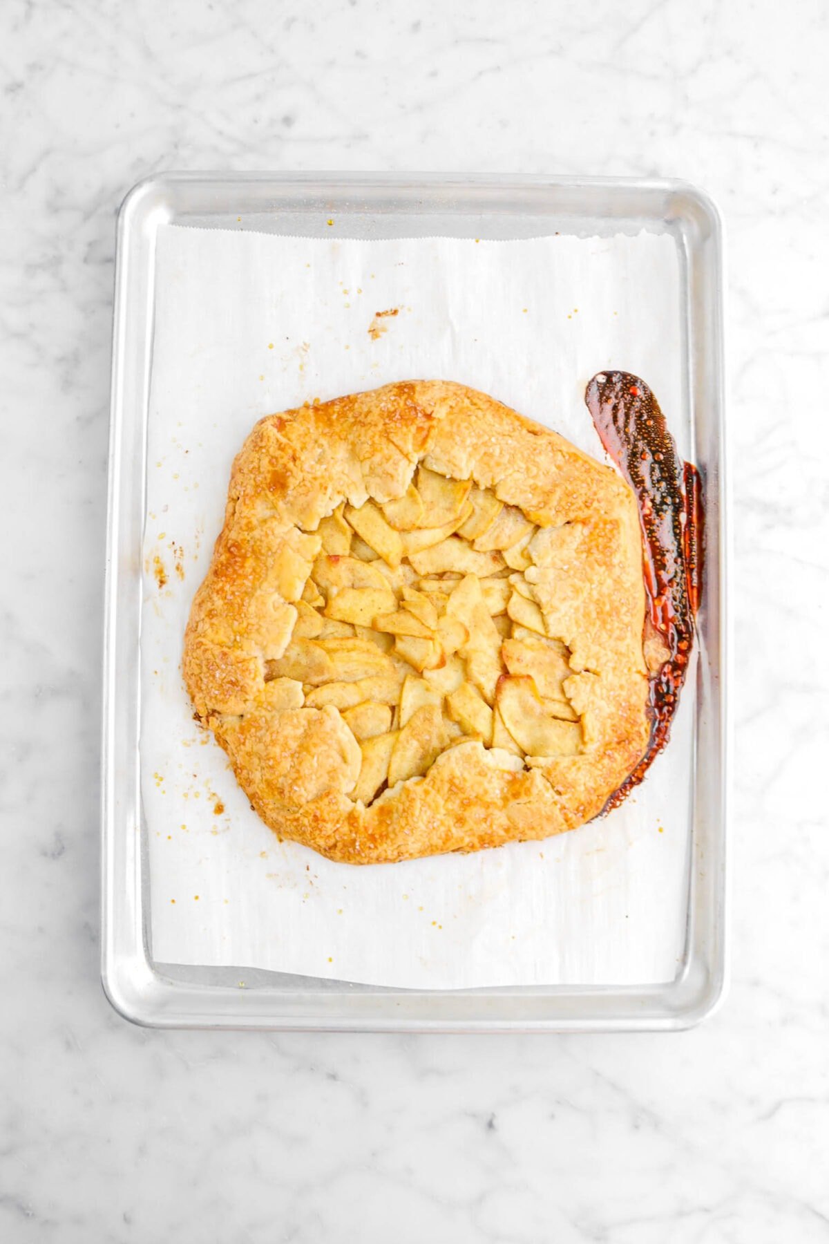 baked galette on sheet pan