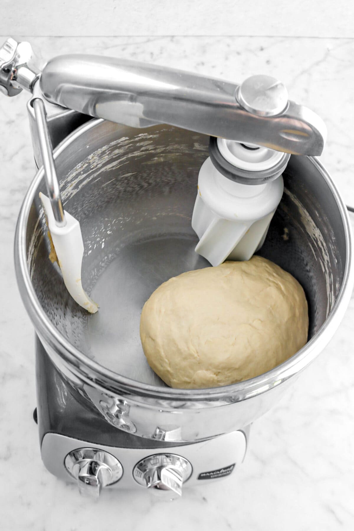 dough in stand mixer.