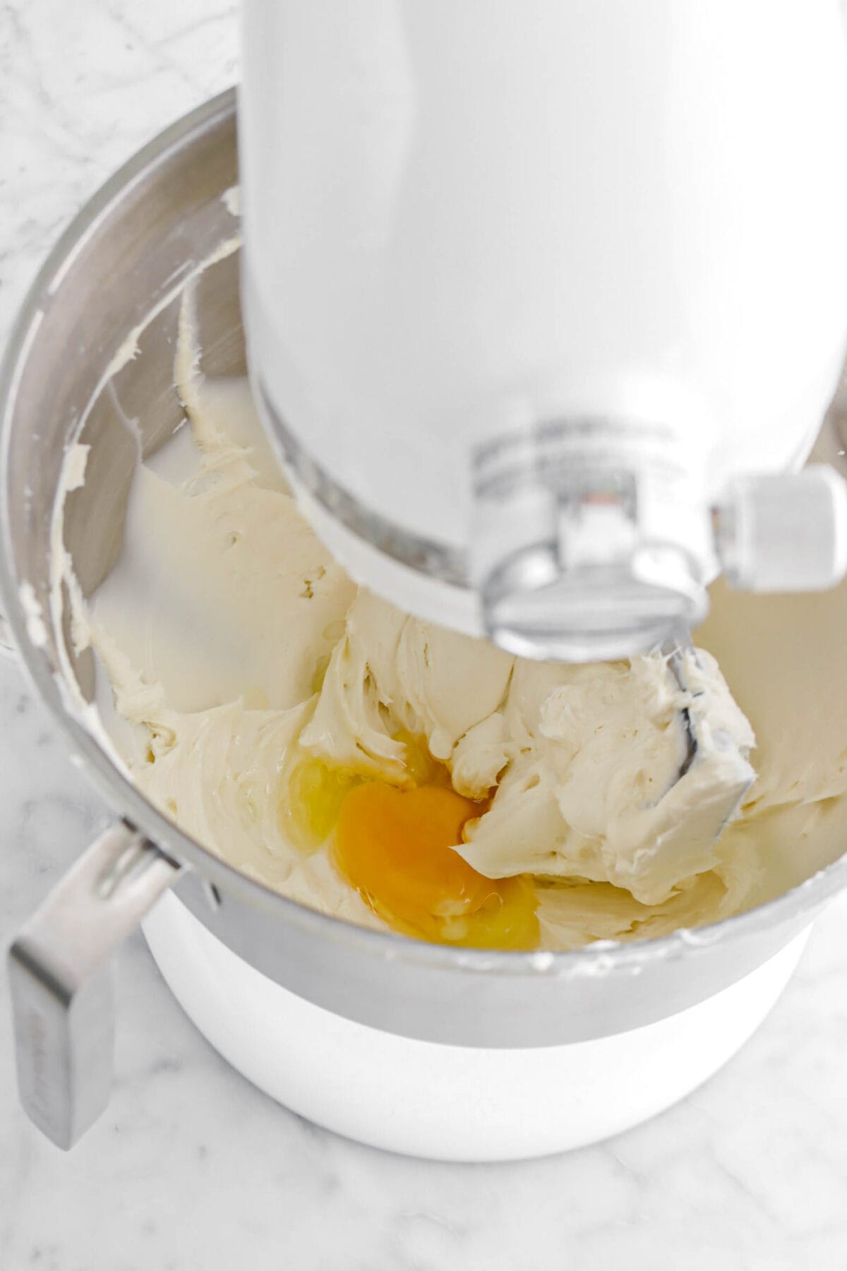 egg added to cream cheese.
