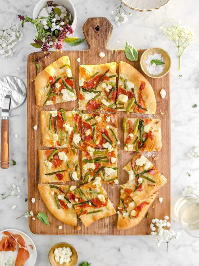 Asparagus Prosciutto and Goat Cheese Flatbread
