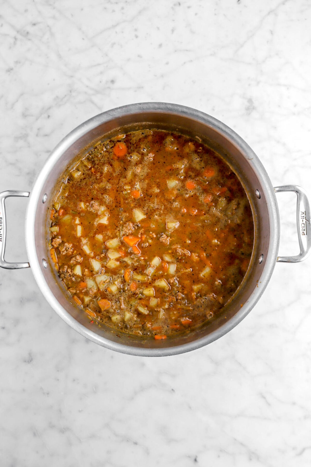 soup in large stock pot.