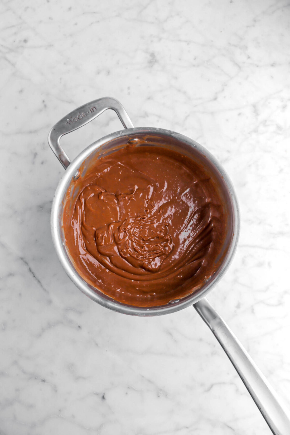 chocolate custard in saucepan.