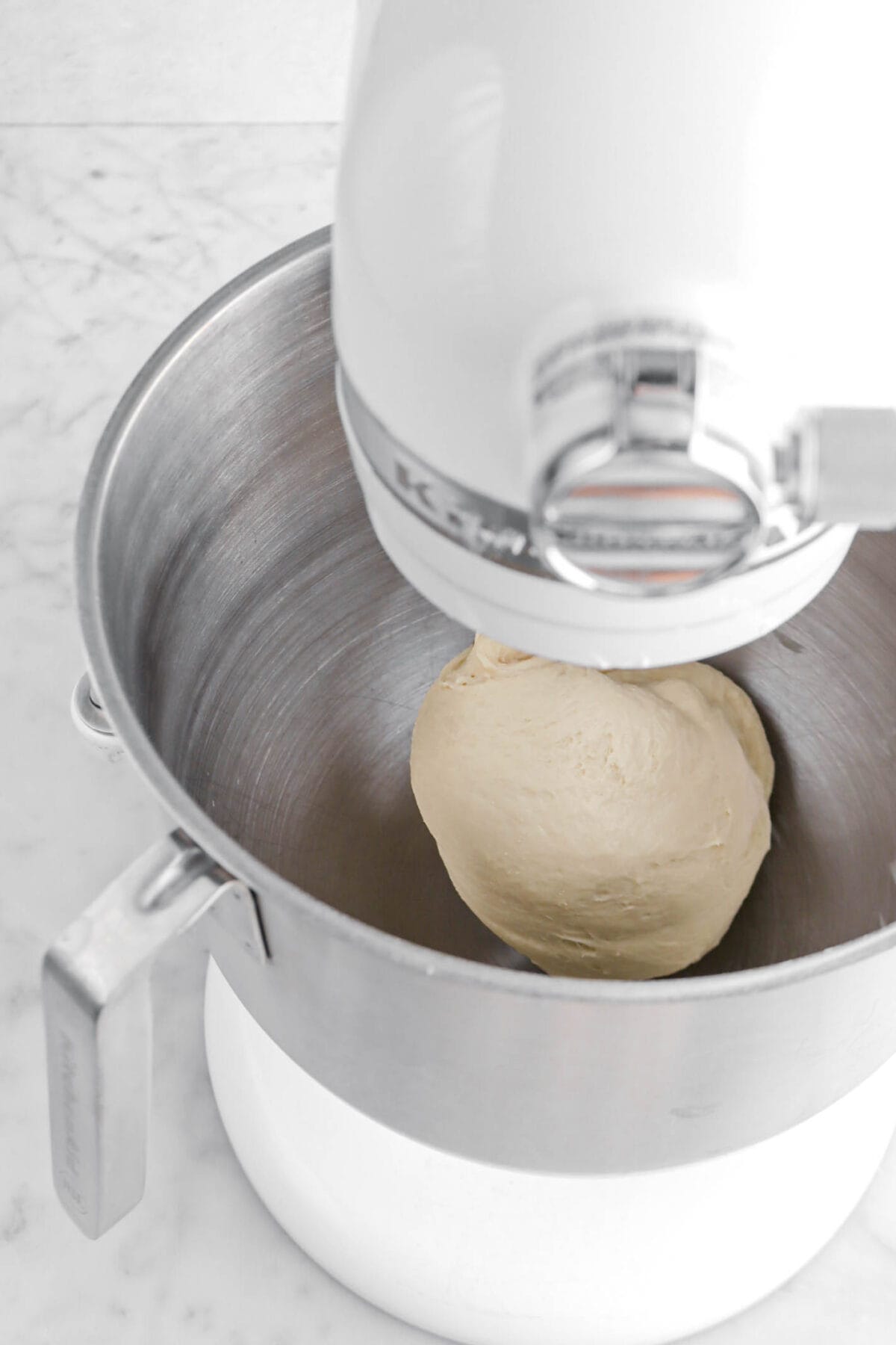 dough in stand mixer.