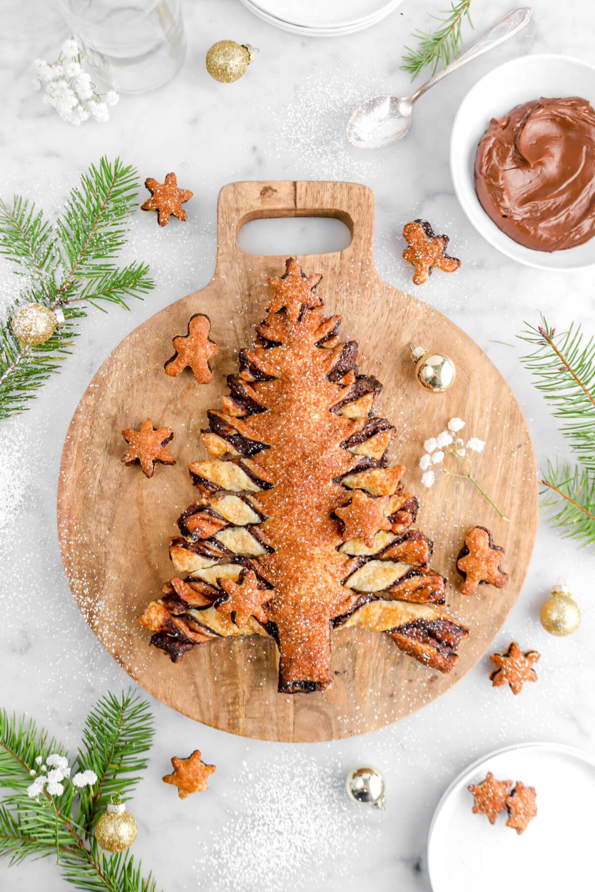 Chocolate Ganache Filled Puff Pastry Christmas Tree Tear and Share