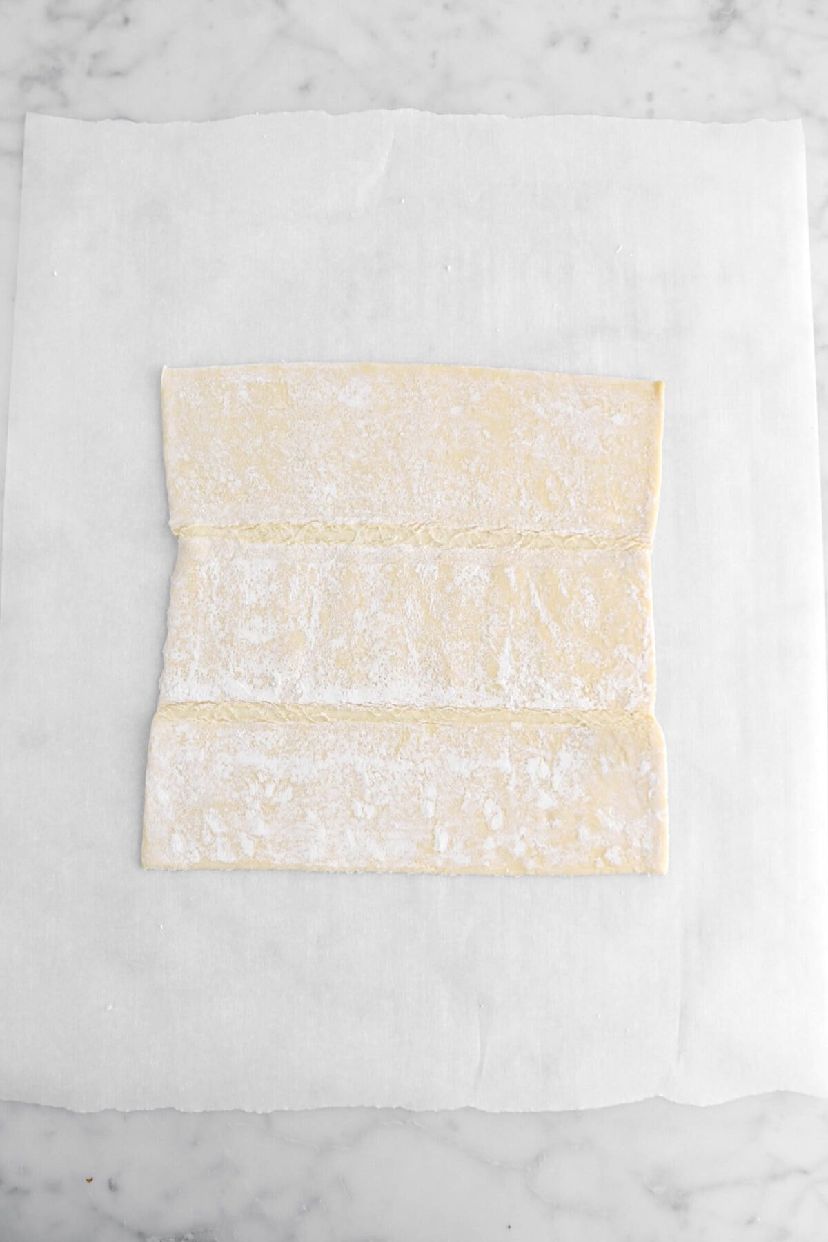 puff pastry sheet on parchment paper.