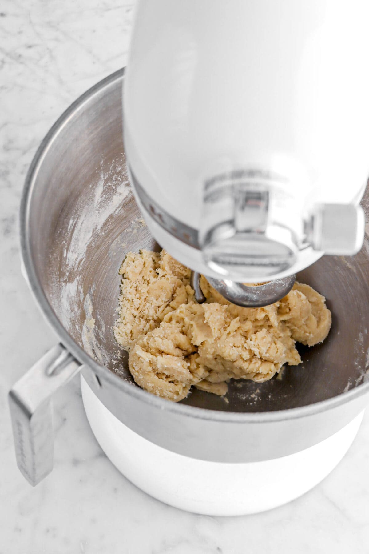 rough dough in stand mixer.