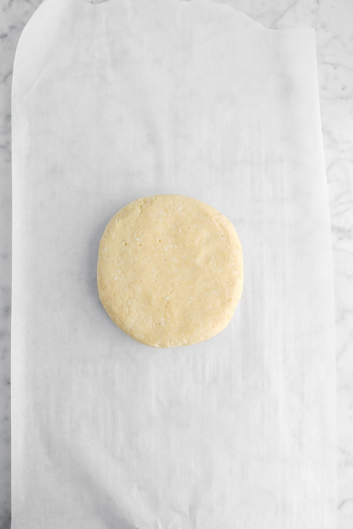 cookie dough on parchment paper.