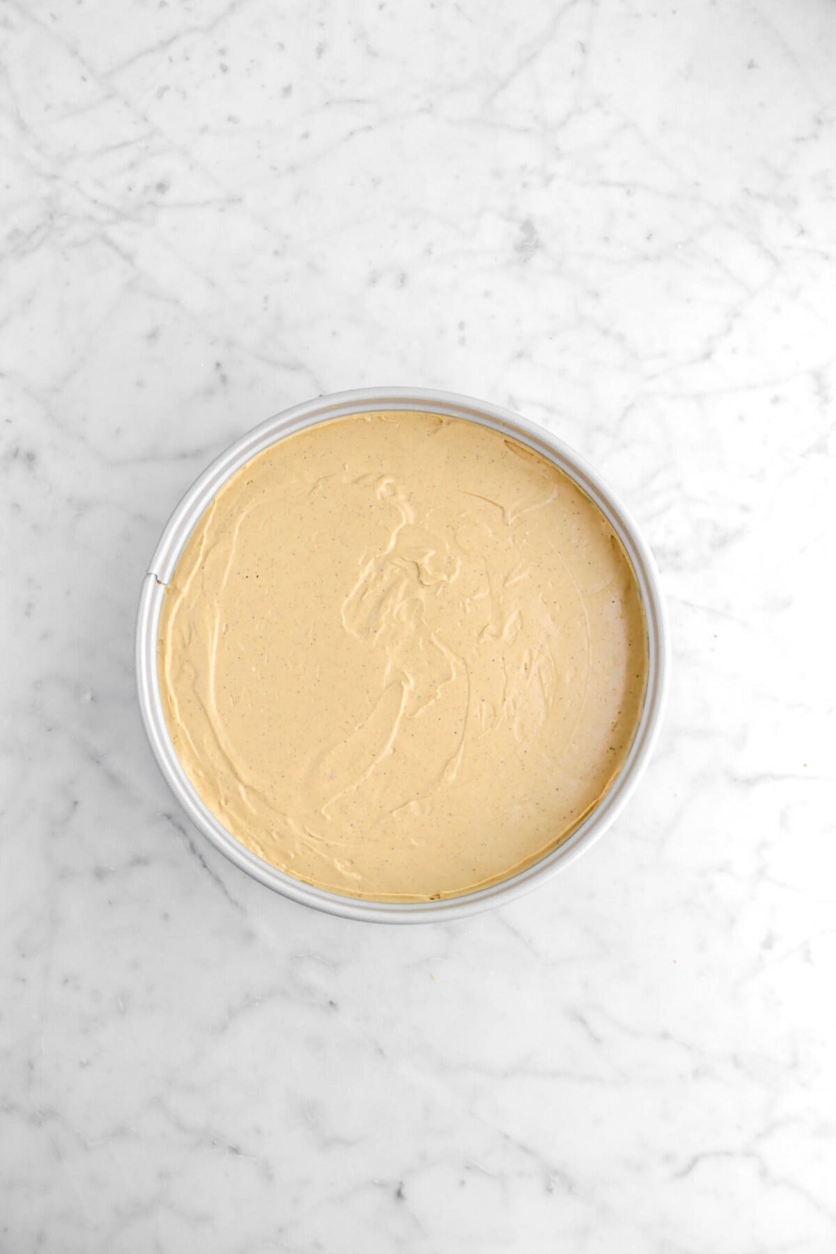 cheesecake spread smoothly in springform.