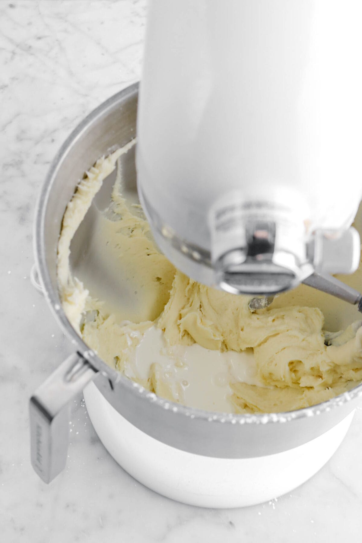 cream added to butter mixture.