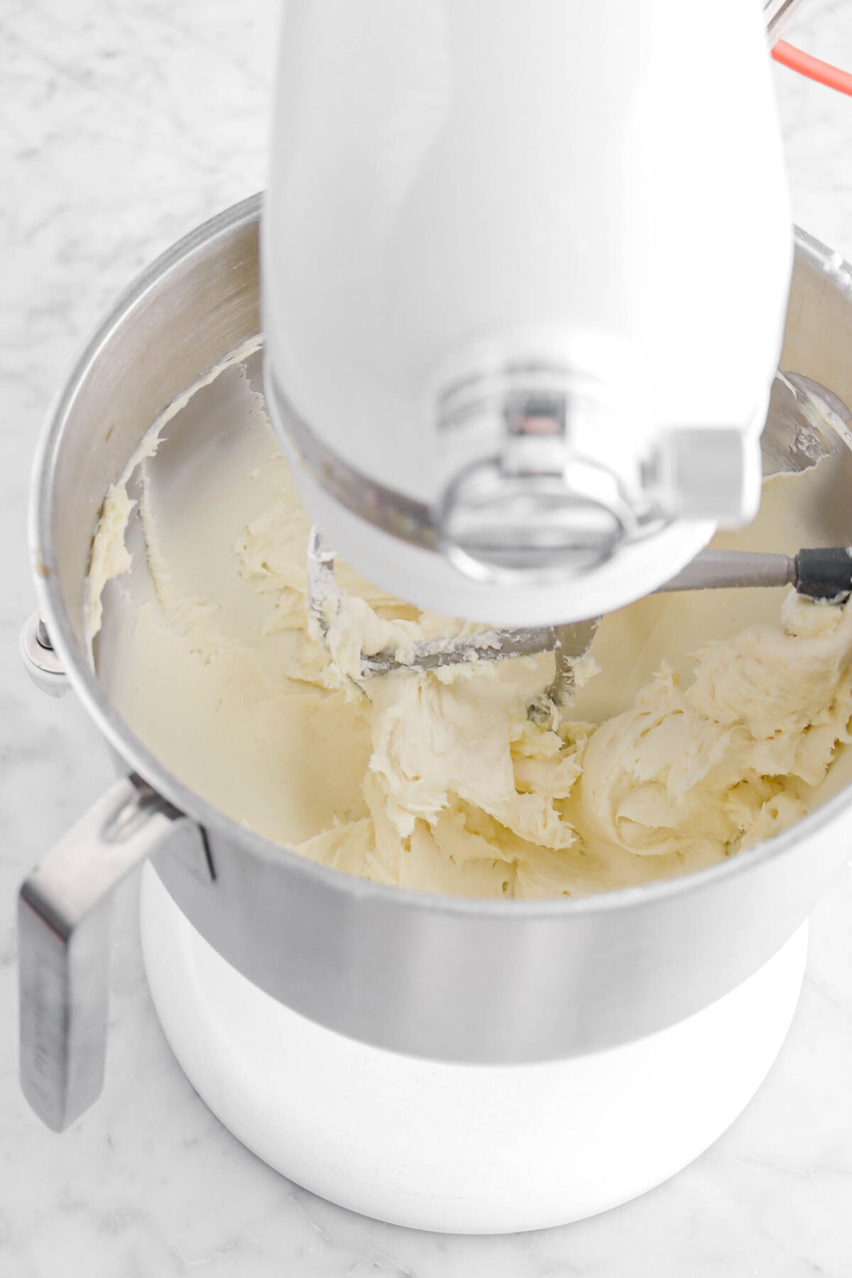 frosting in stand mixer bowl.