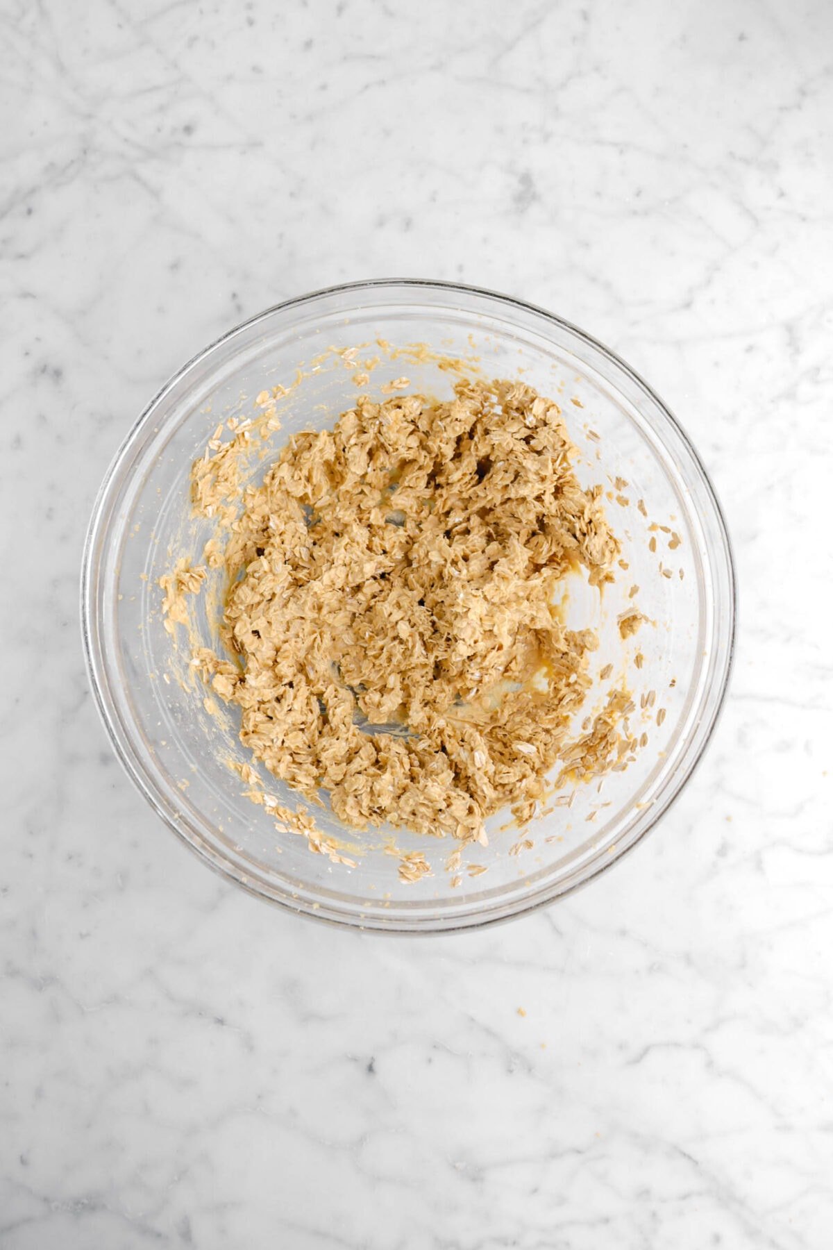 oatmeal mixed into butter mixture.