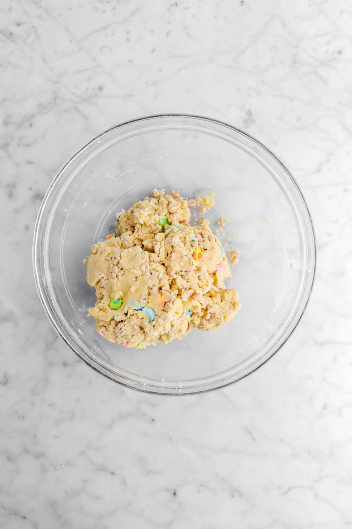 lucky charms stirred into cookie dough.