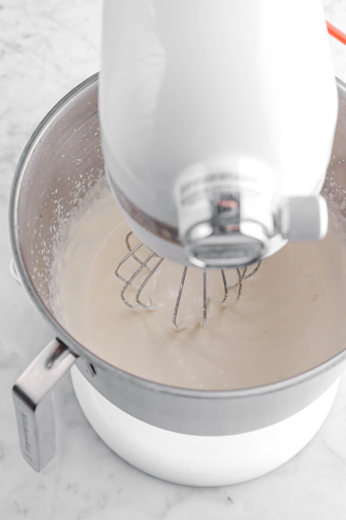 chantilly cream in stand mixer.