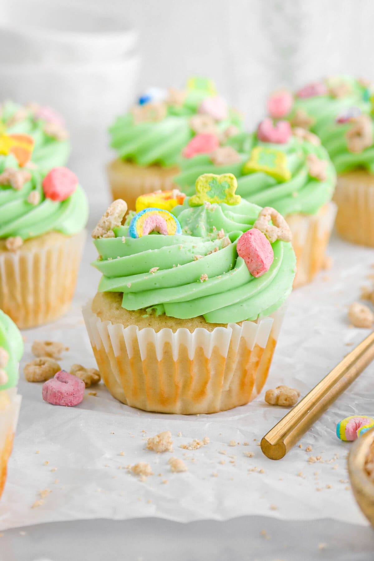 Lucky Charms Cupcakes with Marshmallow Buttercream Frosting