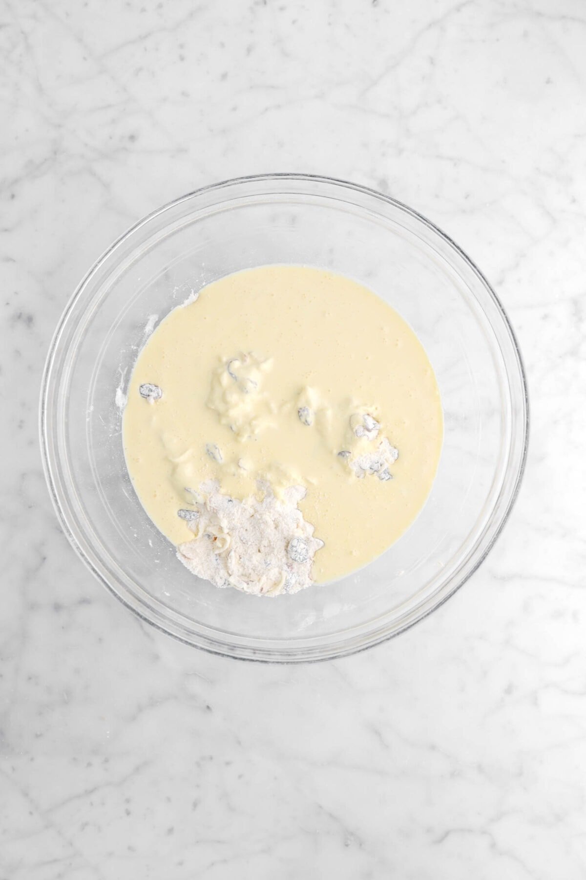 cream mixture added to dry ingredients.