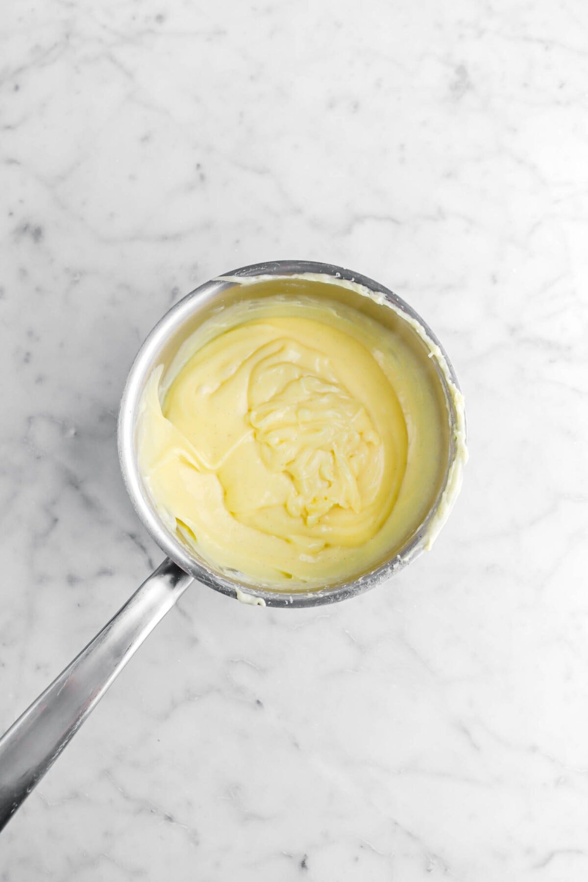 butter mixed into custard.