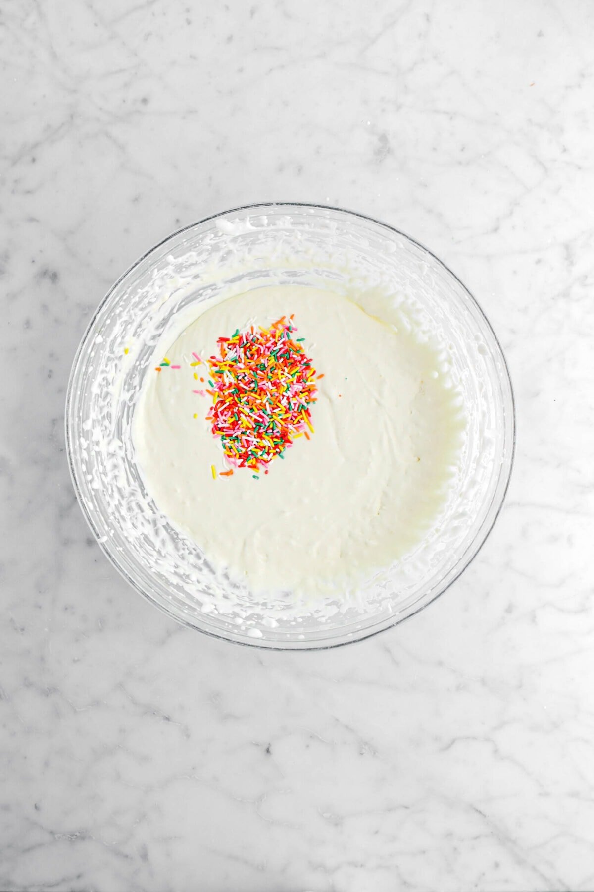 sprinkles added to ice cream base.