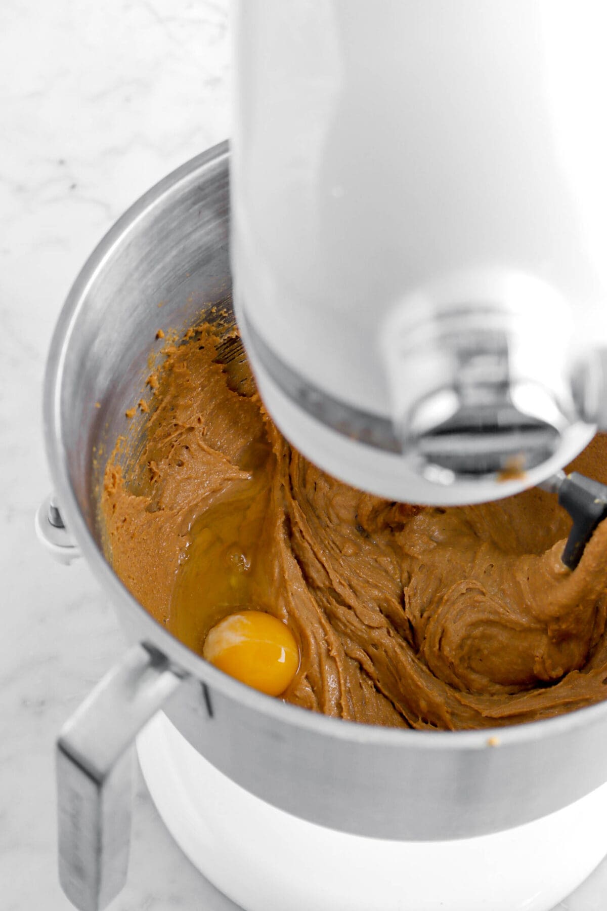 egg added to cookie butter mixture.