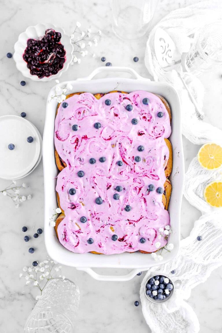 Lemon Blueberry Sweet Rolls with Blueberry Cream Cheese Frosting