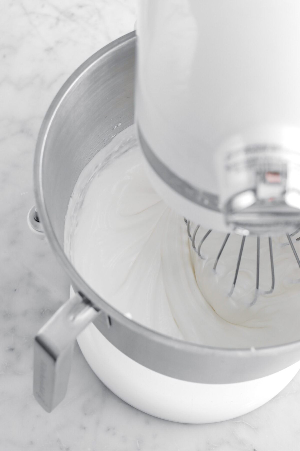 mascarpone whipped cream in stand mixer.