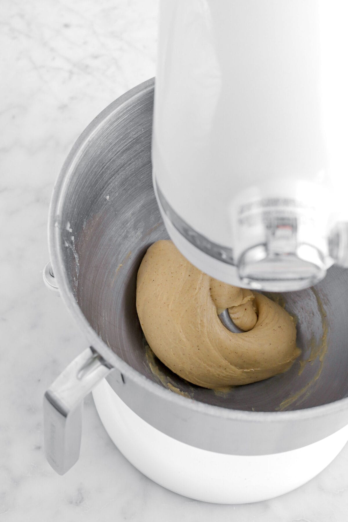 smooth sweet dough in stand mixer.