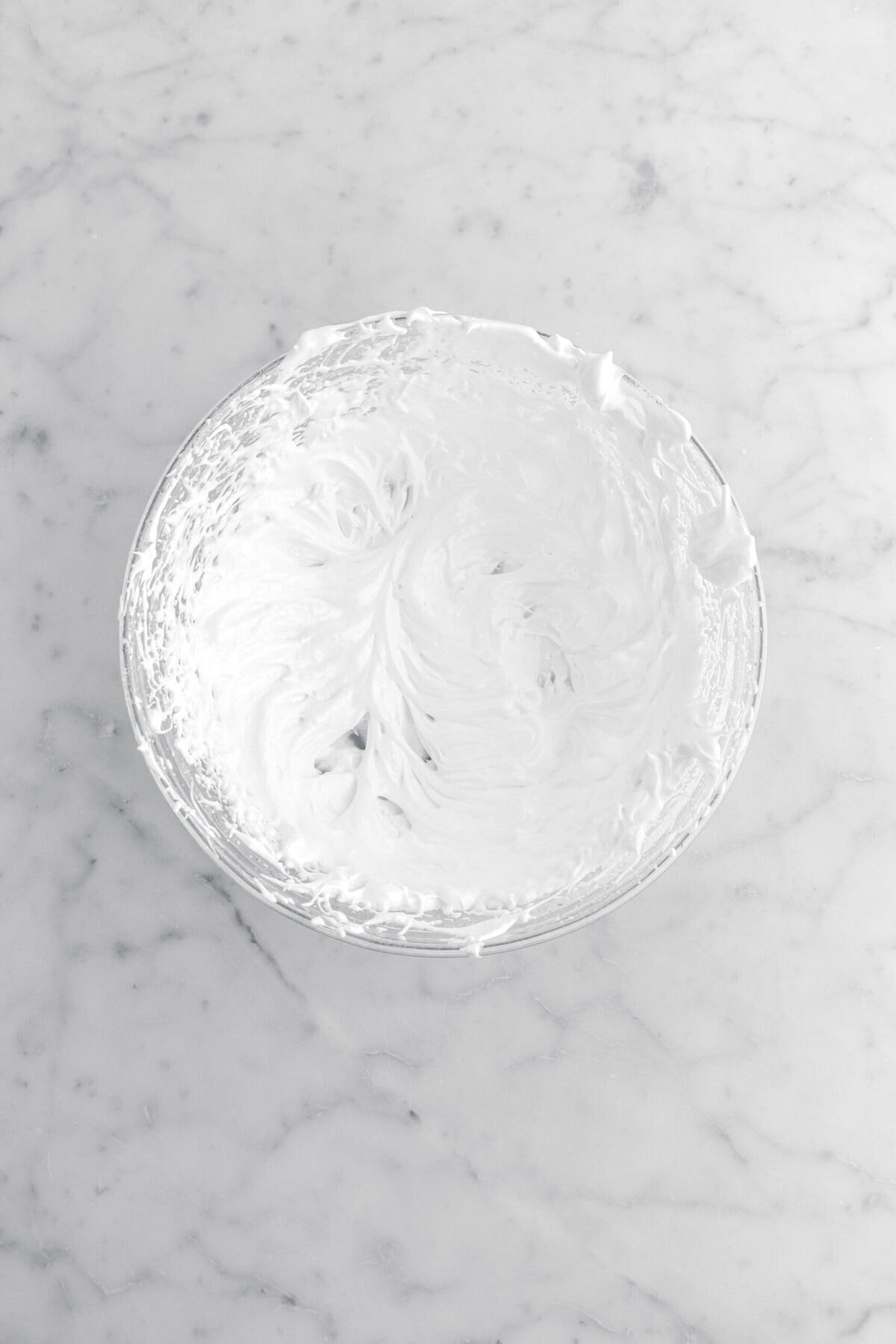 meringue in large glass bowl.