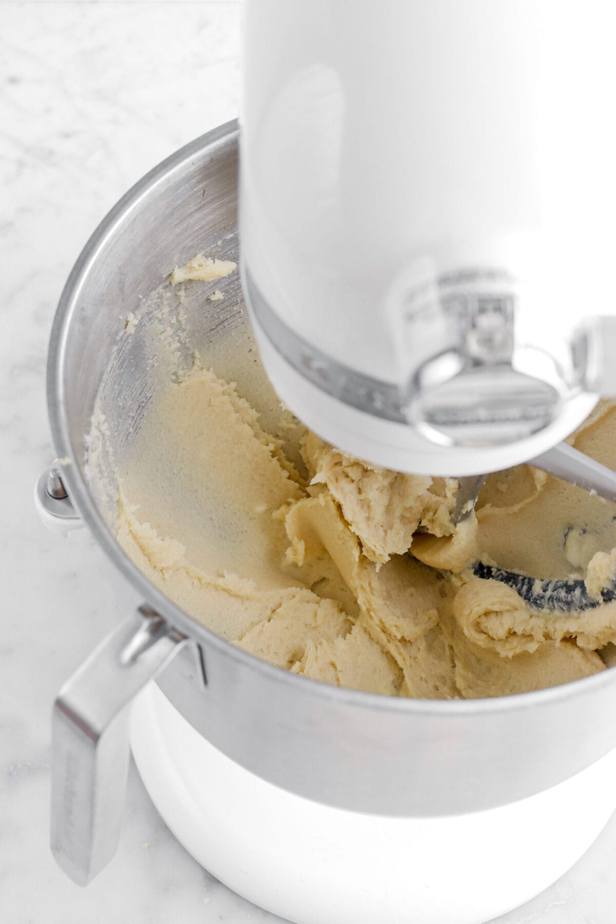 sugars and butter mixed in stand mixer.