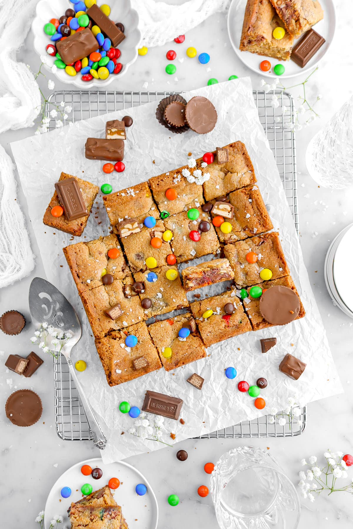 Soft and Chewy Leftover Halloween Candy Cookie Bars
