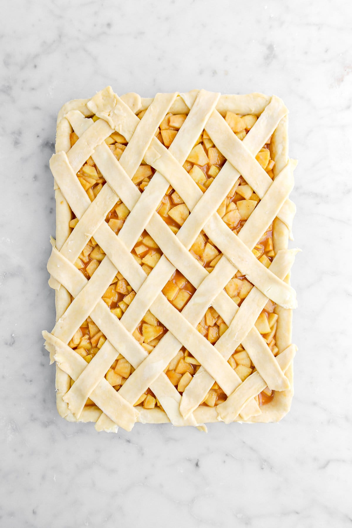 latticed top on apple pie.