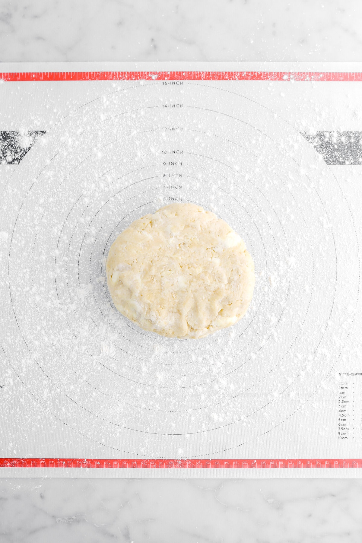 pie dough on floured silicone mat.
