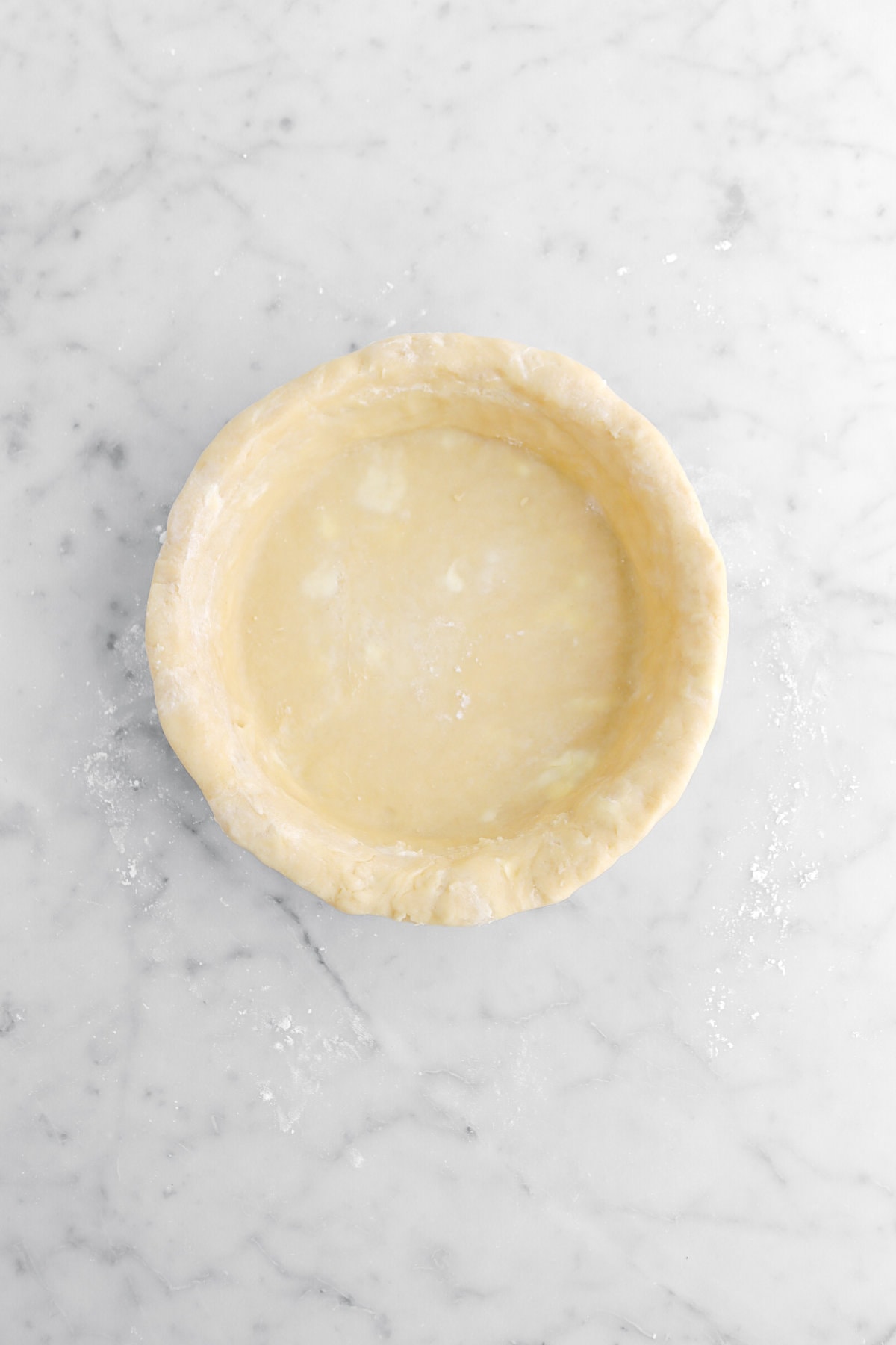 pie dough in pan.