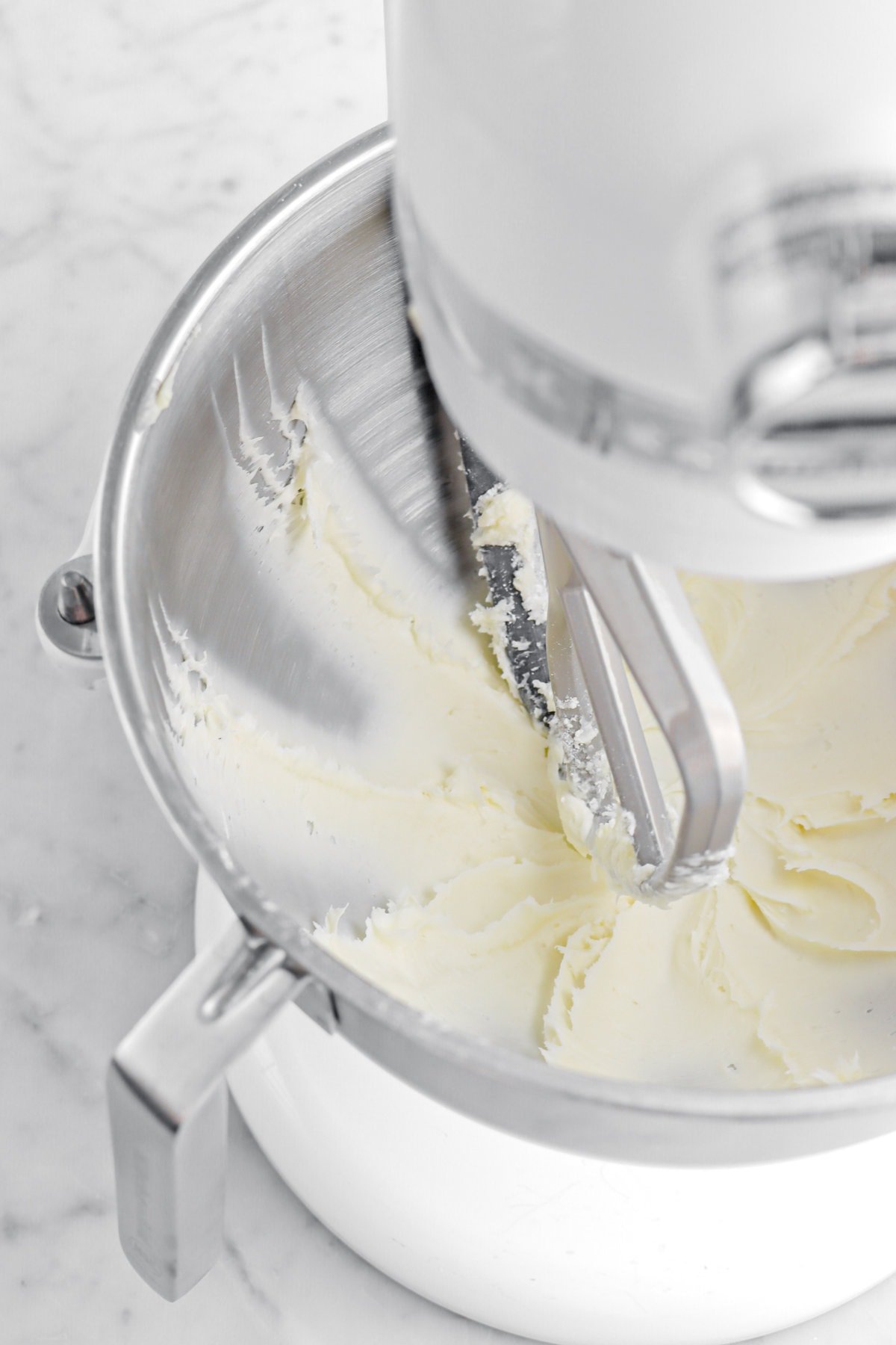 creamed butter and sugar in stand mixer.