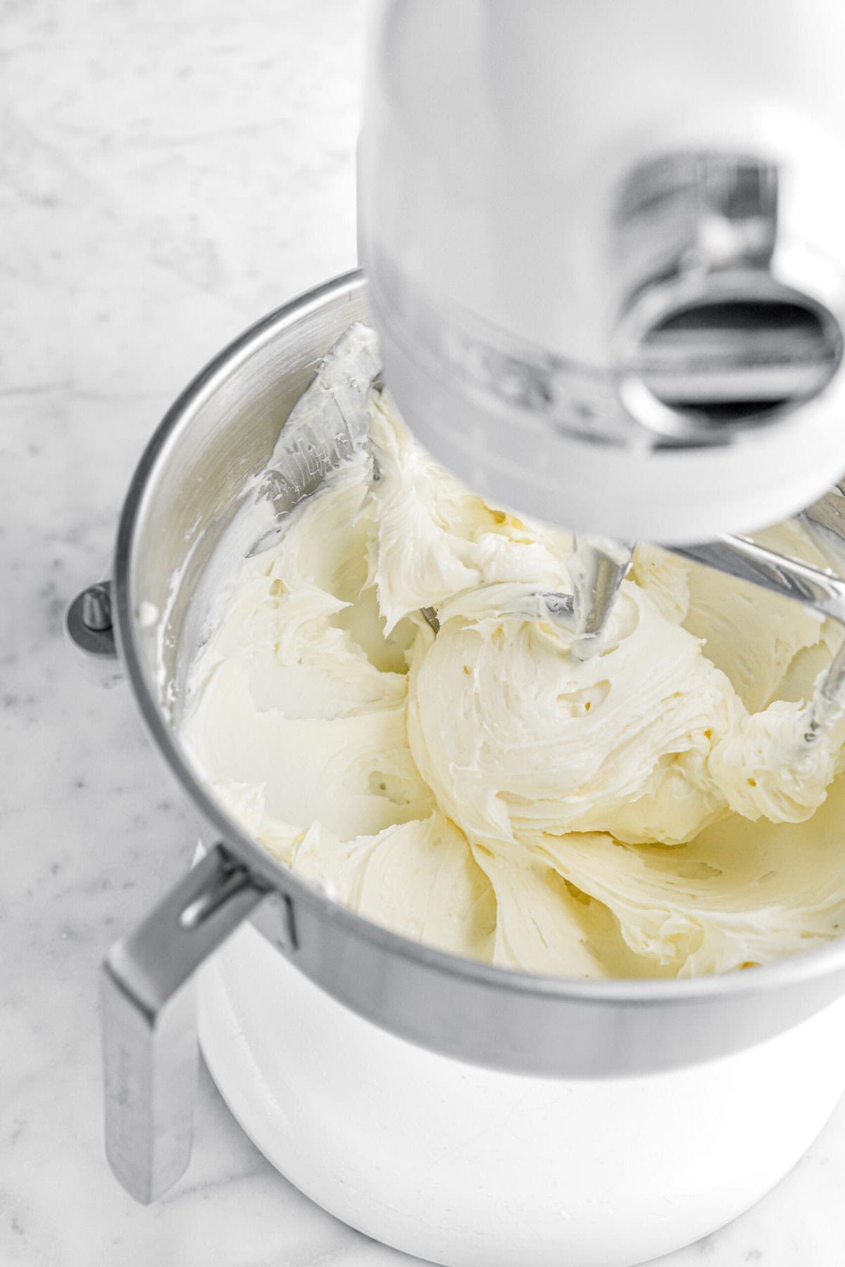 cream cheese mixture in stand mixer.